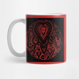 Valentine Circle of Hearts Black Surround Aussie Tangle - see Description Notes re Colours Mug